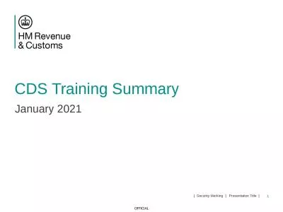 CDS Training Summary  January 2021