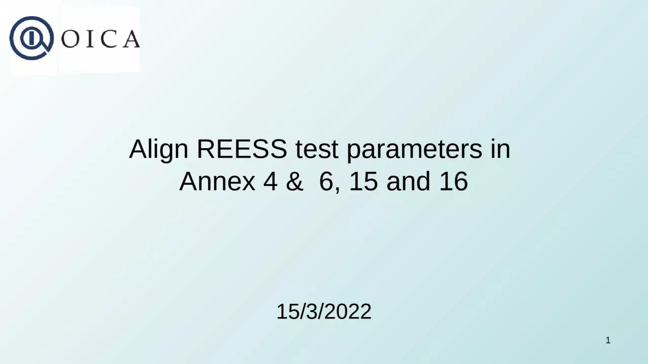 PPT-Align REESS test parameters in