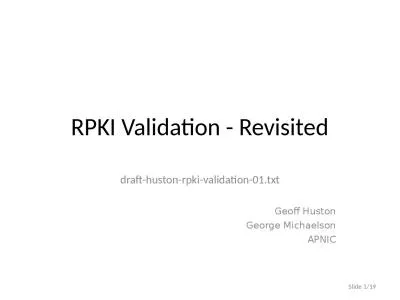 RPKI Validation - Revisited