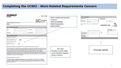 Completing the UC602 – Work-Related Requirements Concern