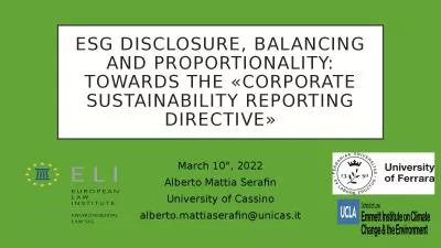 ESG DISCLOSURE, BALANCING AND PROPORTIONALITY: TOWARDS THE «CORPORATE SUSTAINABILITY REPORTING DIR