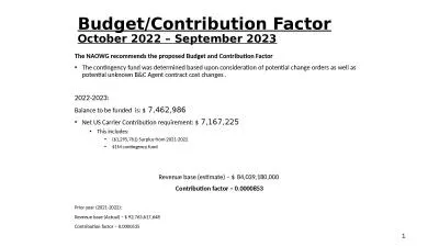 Budget/Contribution Factor