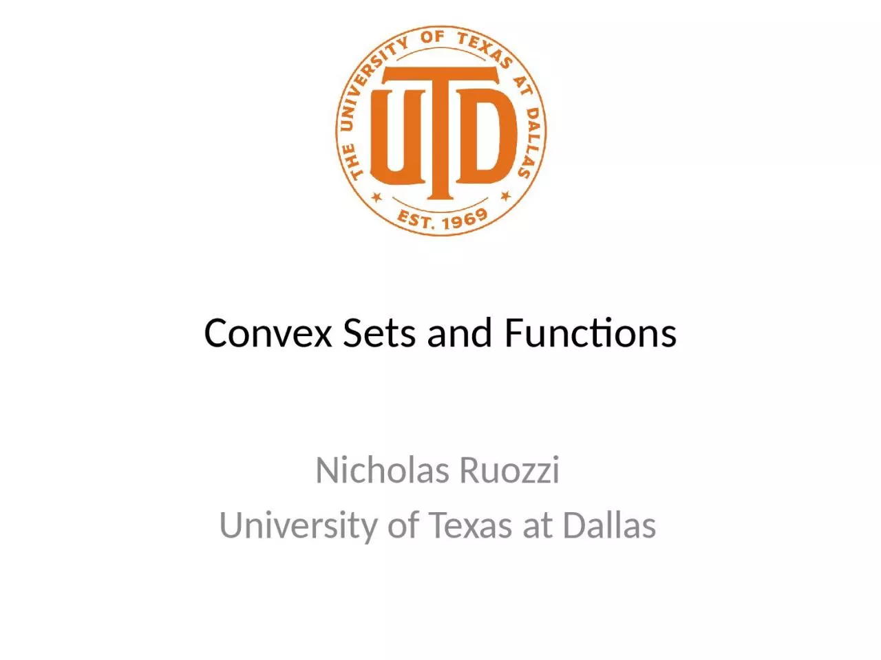 Convex Sets and Functions
