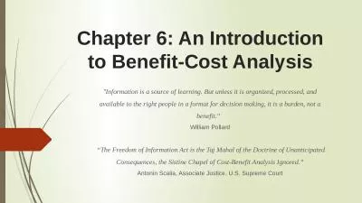 Chapter 6: An Introduction to Benefit-Cost Analysis