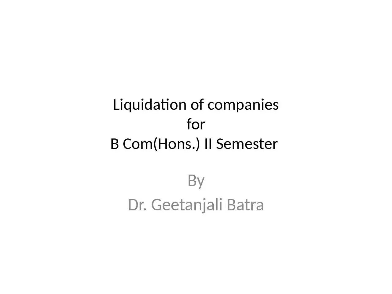 Liquidation of companies