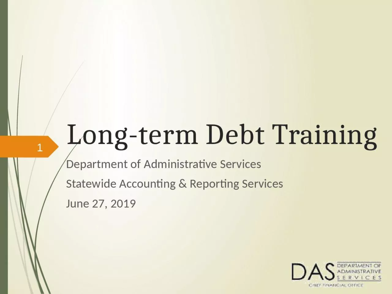 Long-term Debt Training Department of Administrative Services