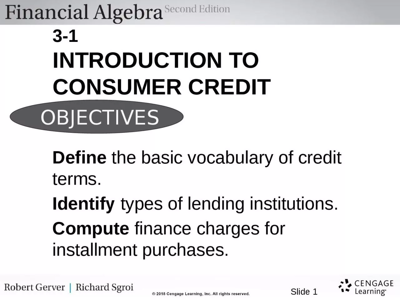 PPT-Slide 1 3-1 INTRODUCTION TO CONSUMER CREDIT