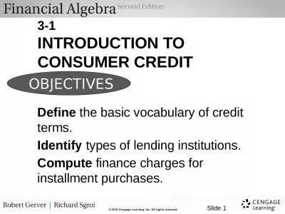 Slide   1 3-1 INTRODUCTION TO CONSUMER CREDIT