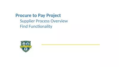 Procure to Pay Project Supplier Process Overview