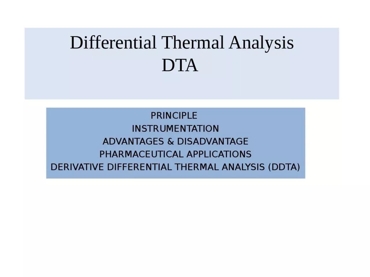 PPT-Differential Thermal Analysis