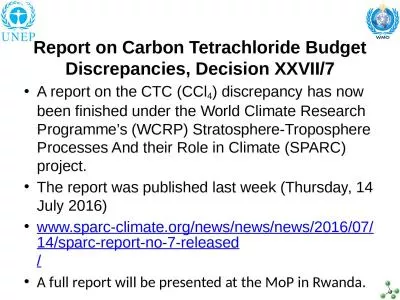 Report on Carbon  T etrachloride