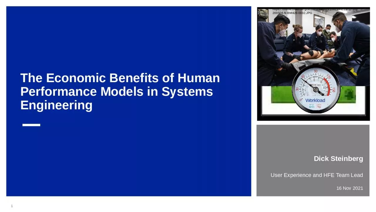 PPT-The Economic Benefits of Human Performance Models in Systems Engineering