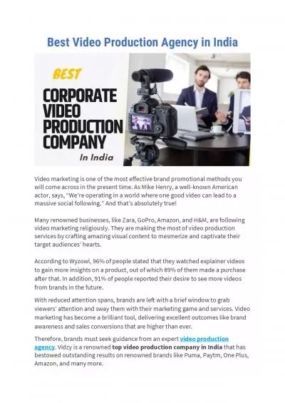 Best Video Production Agency in India