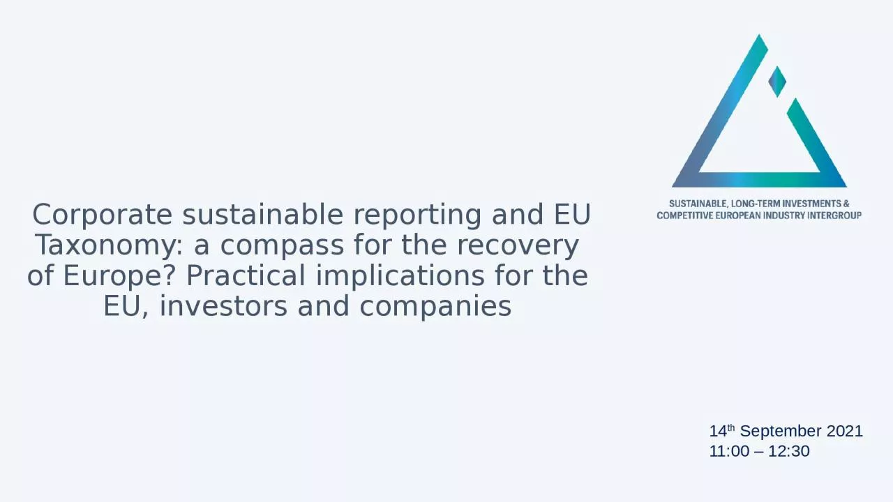 Corporate sustainable reporting and EU Taxonomy: a compass for the recovery of Europe?