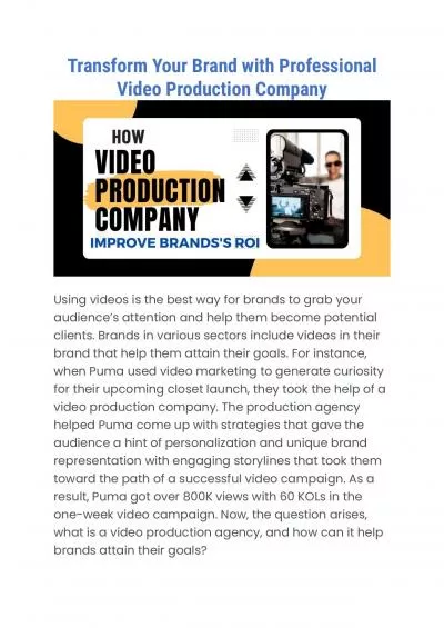Transform Your Brand with Professional Video Production Company