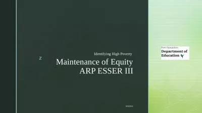 Maintenance of Equity ARP ESSER III