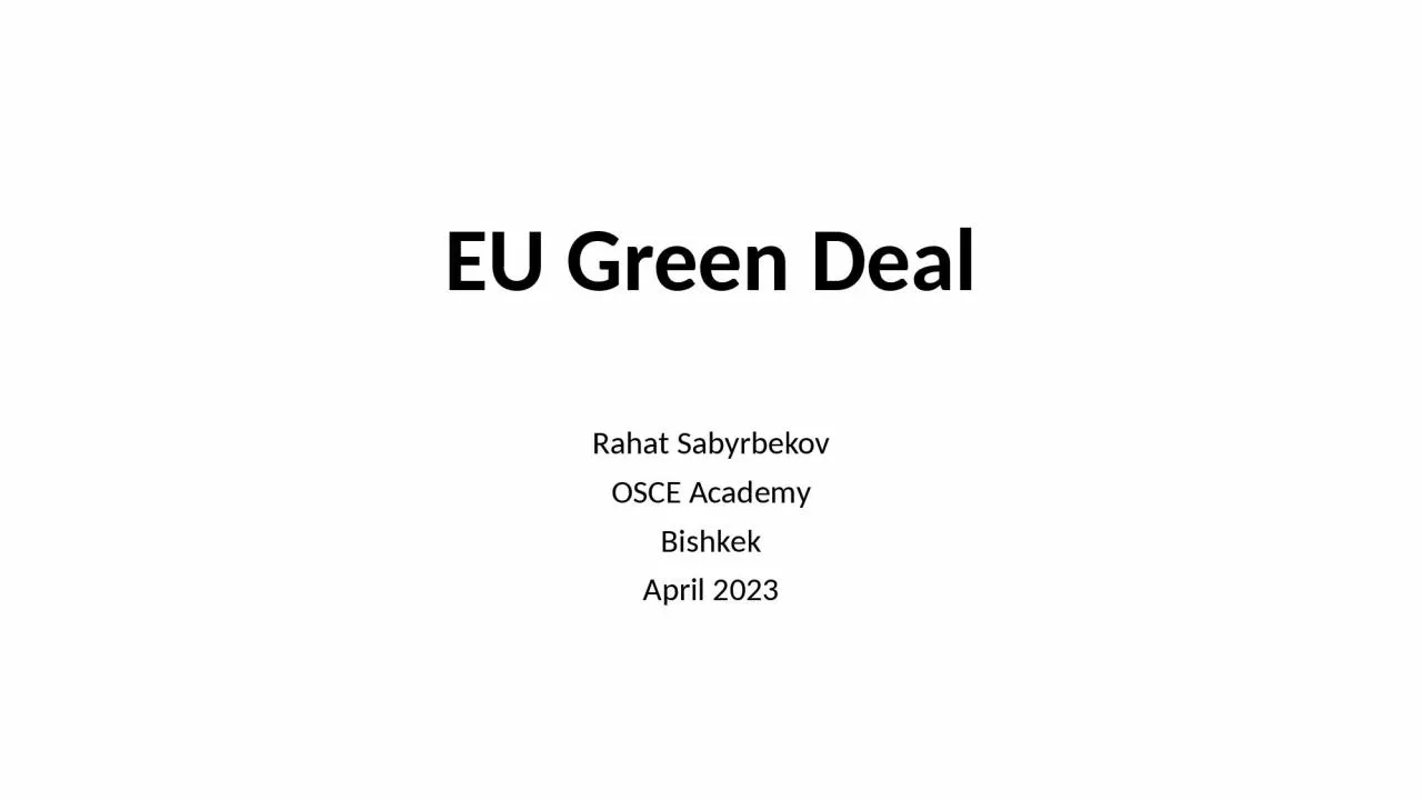 EU Green Deal Rahat Sabyrbekov