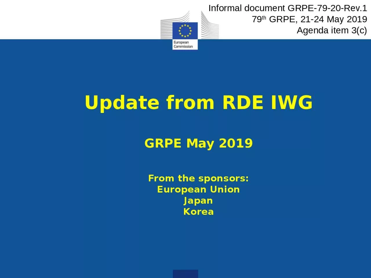 PPT-Update from RDE IWG GRPE May 2019