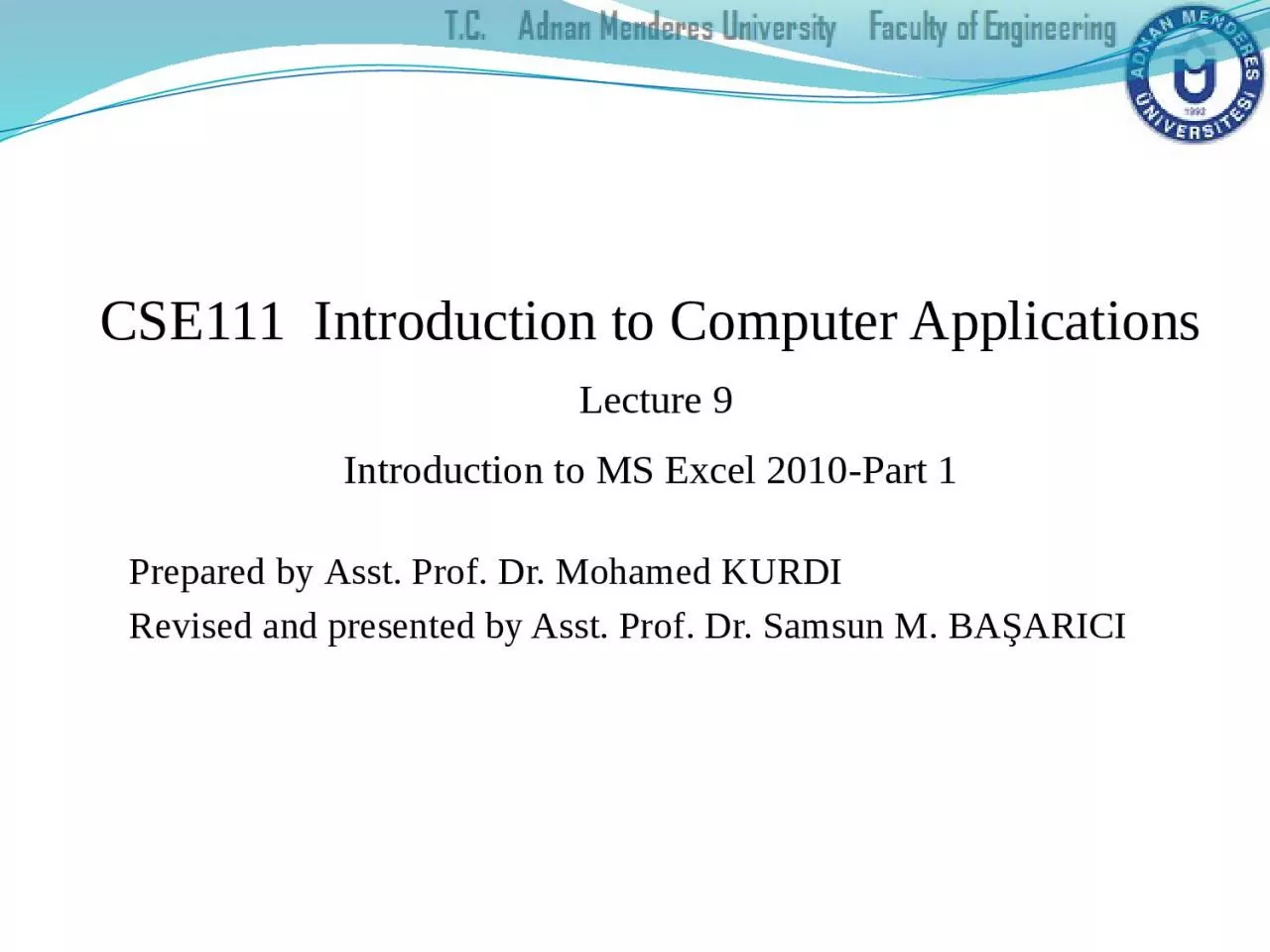 PPT-CSE111 Introduction to Computer Applications