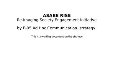 ASABE RISE Re-Imaging Society Engagement Initiative