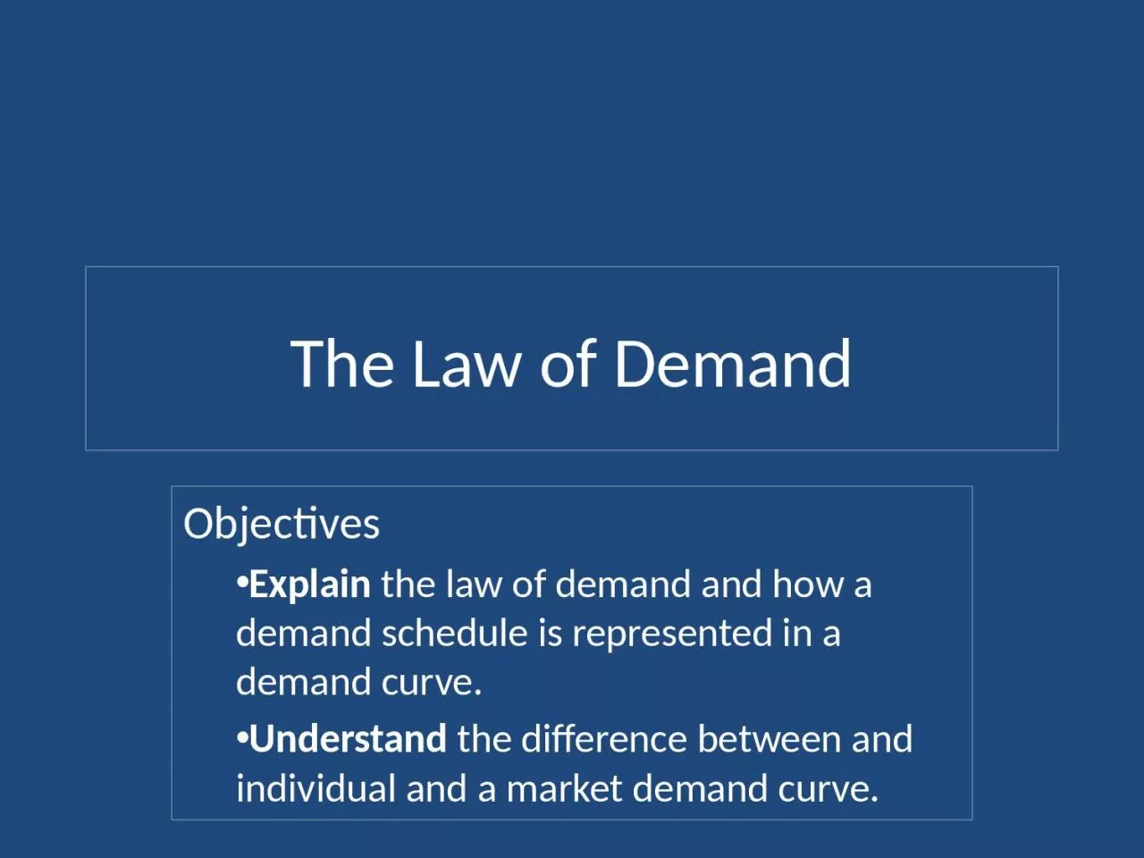 The Law of Demand Objectives