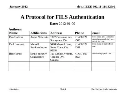 January 2012 Dan Harkins, Aruba Networks