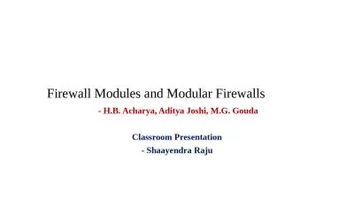 Firewall Modules and Modular Firewalls