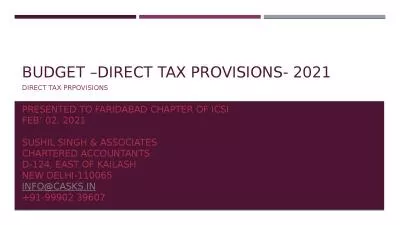 BUDGET –direct tax provisions- 2021