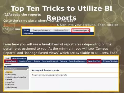 Top Ten Tricks to Utilize BI Reports