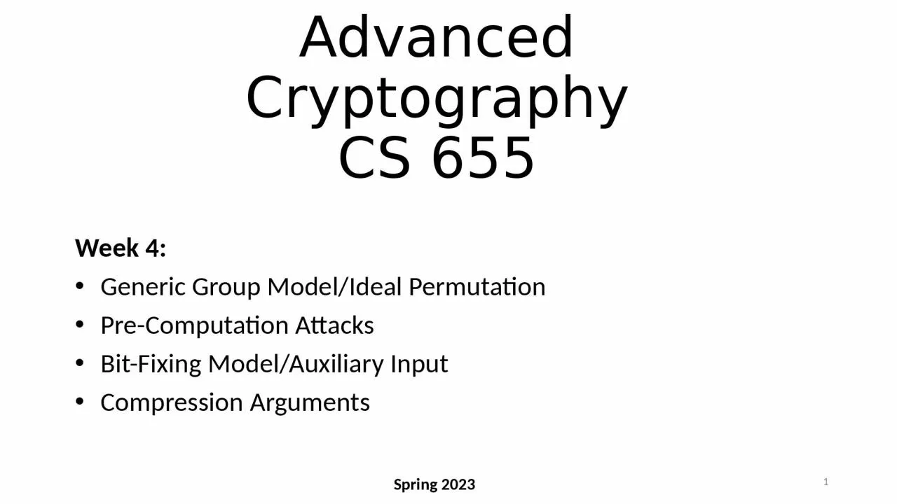 PPT-Advanced Cryptography CS 655