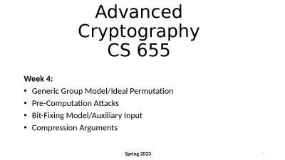 Advanced Cryptography CS 655