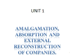 UNIT  1 AMALGAMATION, ABSORPTION AND EXTERNAL RECONSTRUCTION OF COMPANIES.