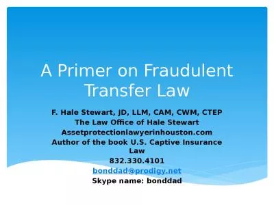 A Primer on Fraudulent Transfer Law