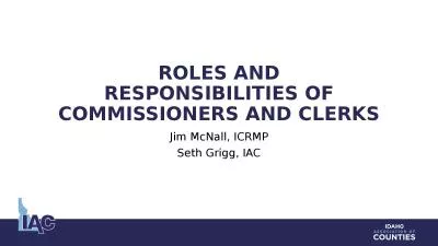 Roles and Responsibilities of Commissioners and Clerks