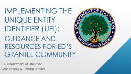 Implementing the Unique Entity Identifier (UEI):