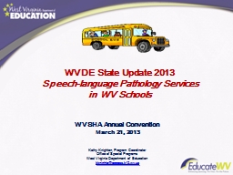 PPT-WVDE State Update 2013 Speech-language Pathology Services