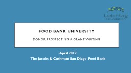 Food Bank University Donor Prospecting & Grant Writing