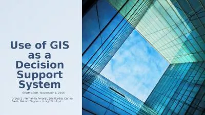 Use of GIS a s a  Decision Support System