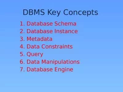 DBMS Key Concepts Database Schema