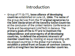 Introduction Group of 77 (G-77),