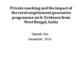 Private coaching and the impact of the rural employment guarantee programme on it: Evidence