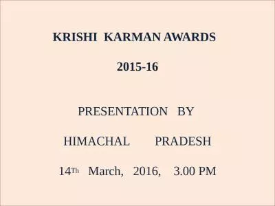 KRISHI  KARMAN AWARDS   2015-16