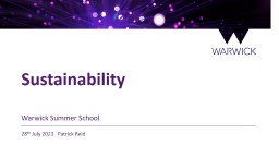 Sustainability Warwick Summer School