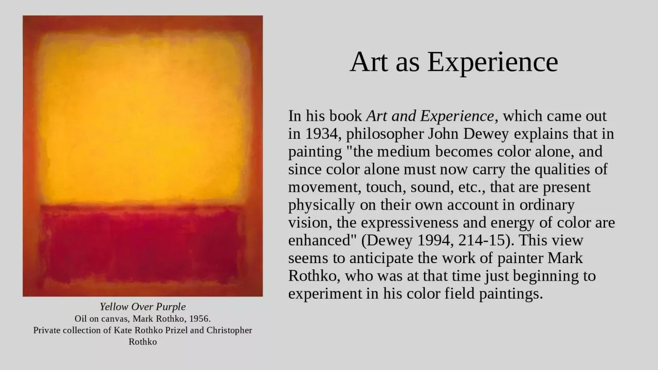 PPT-In his book Art and Experience