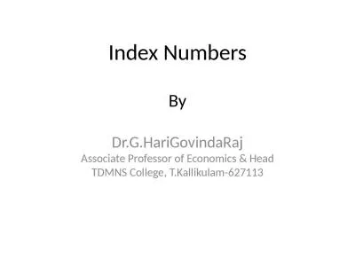 Index  Numbers By Dr.G.HariGovindaRaj