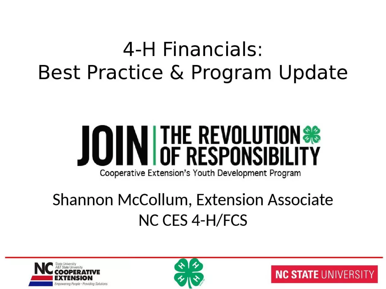 PPT-4-H Financials: Best Practice & Program Update