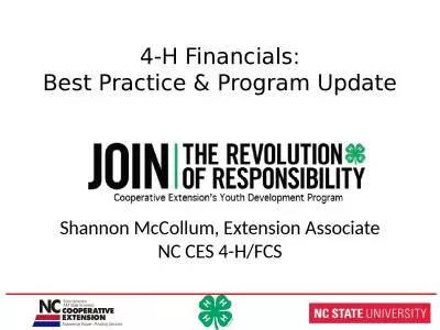 4-H Financials: Best Practice & Program Update