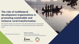 The role of multilateral development organizations in promoting sustainable and inclusive