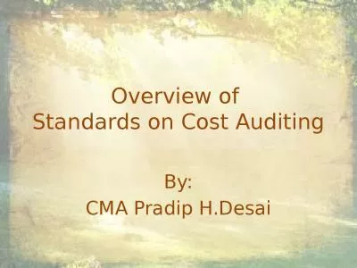 Overview of  Standards on Cost Auditing