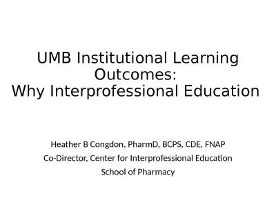 UMB Institutional Learning Outcomes: